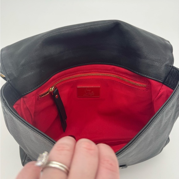 Christian Louboutin Black Leather Crossbody BagRed LiningGold Hardware